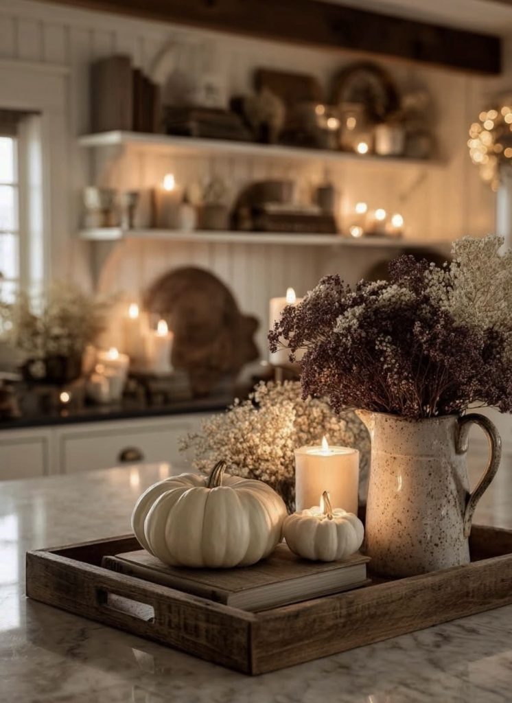Rustic Serving Trays with Seasonal Vignettes