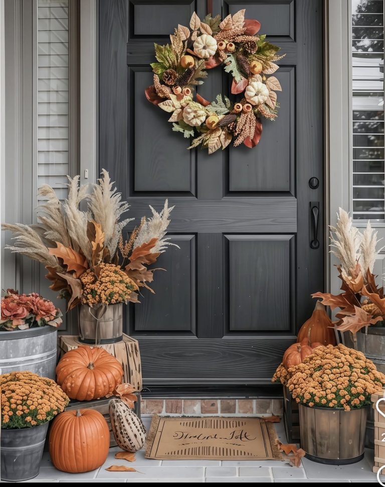 7 DIY Front Door Fall Porch Decorating Ideas