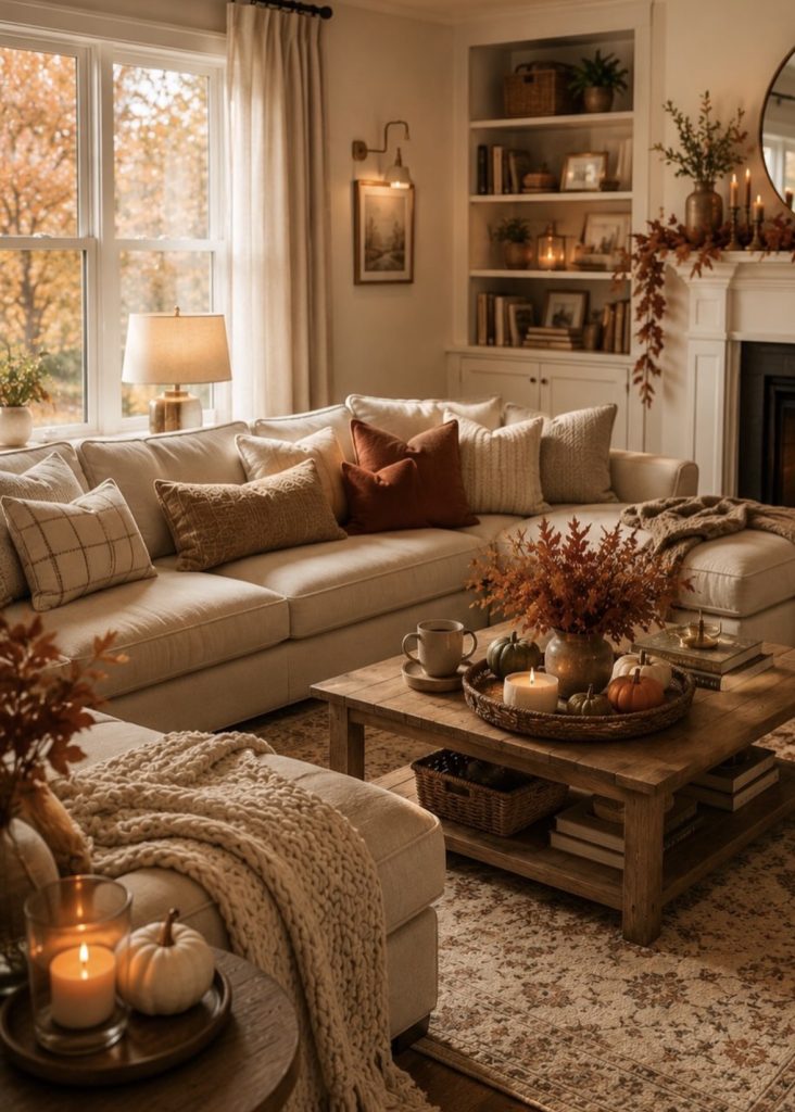 Ambient lighting in a Fall living room