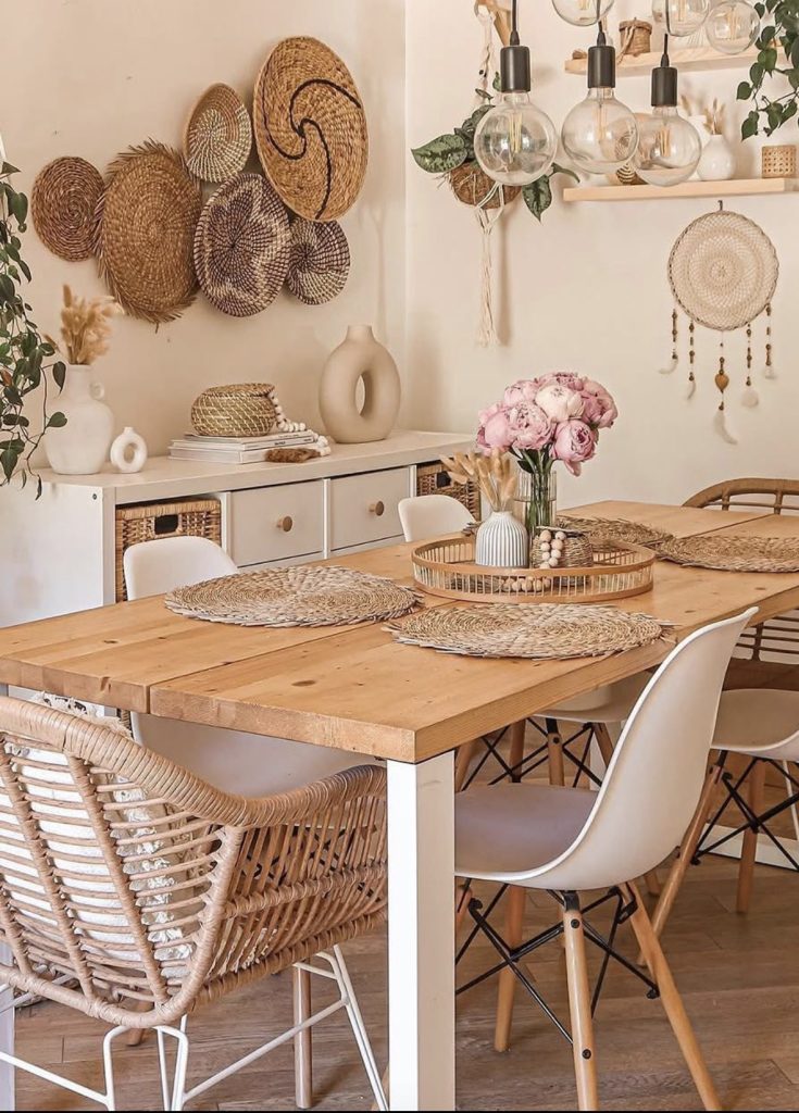Mix and match chair in boho dining room