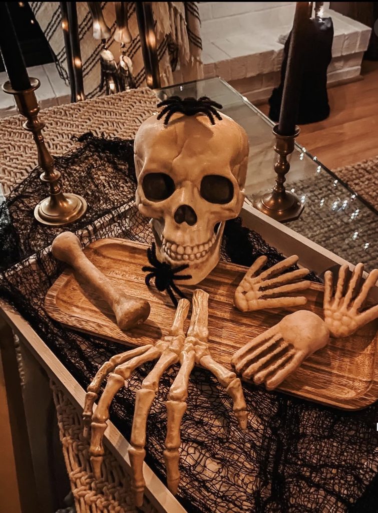 Spooky skeleton hands and bone 