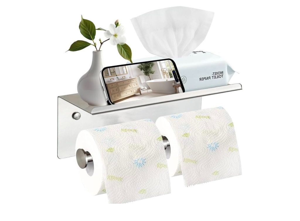 Toilet Paper Holder With Built-In Shelf (Wall-Mounted)