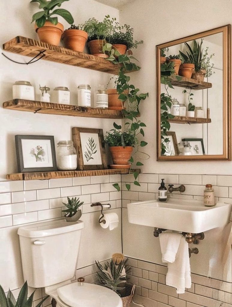 Open wood shelving