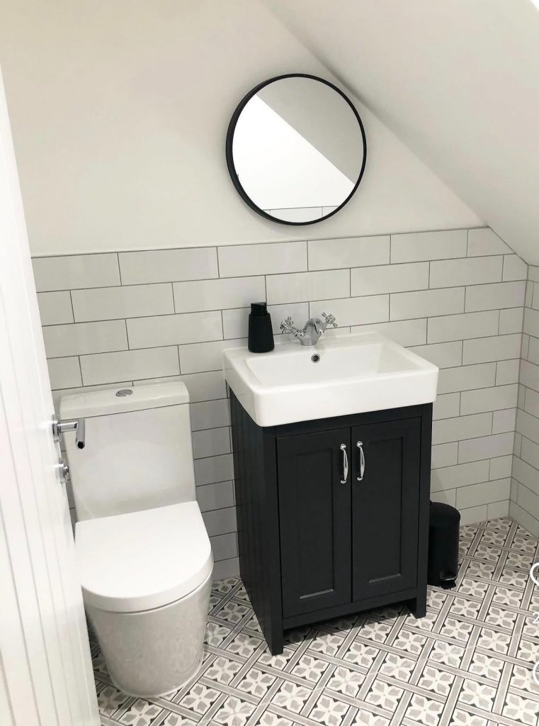 Round Mirror with a Wood Frame