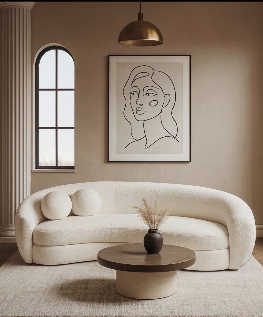 Funky living room with curvy furniture