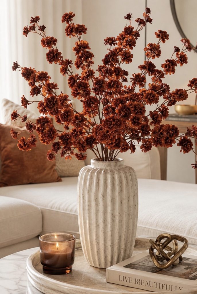 Small vase with dried flowers