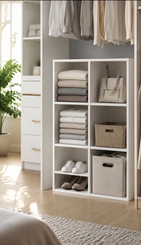 Vertical storage in a bedroom