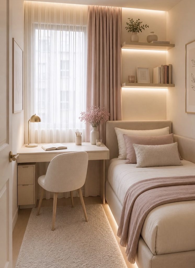 Work desk in a small bedroom