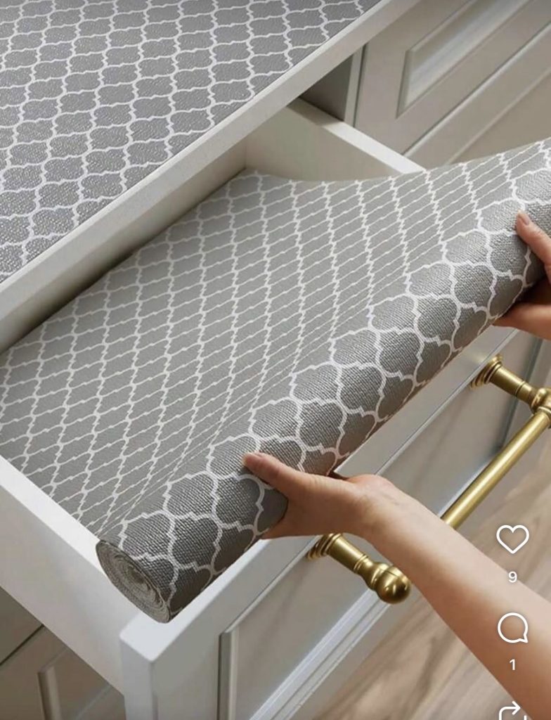 Contact paper inside kitchen cabinet 