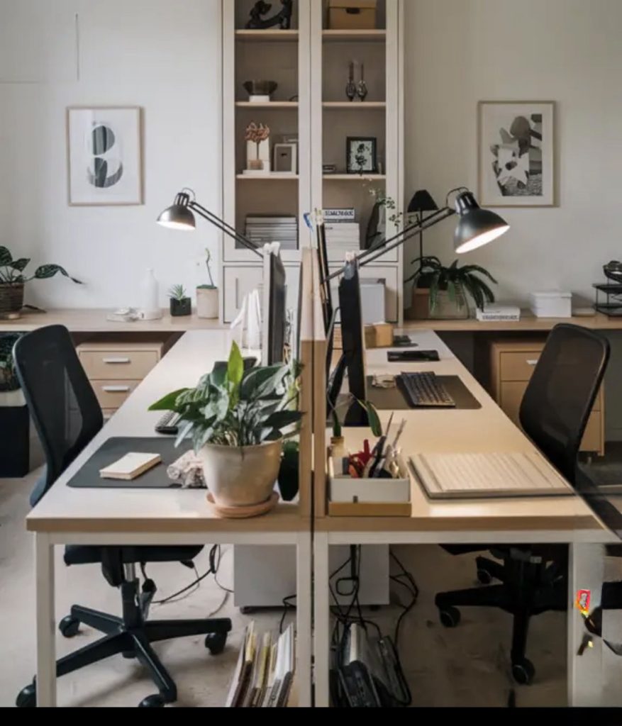 Home office for husband and wife with each personal zone 