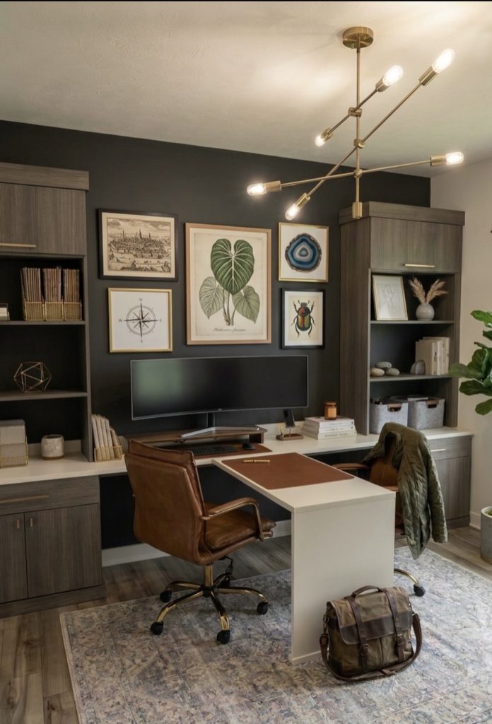 Home office for couples with personalized frame 