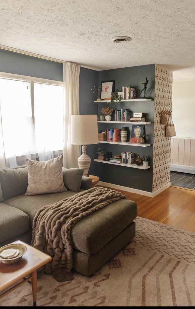 Shelves in living room 