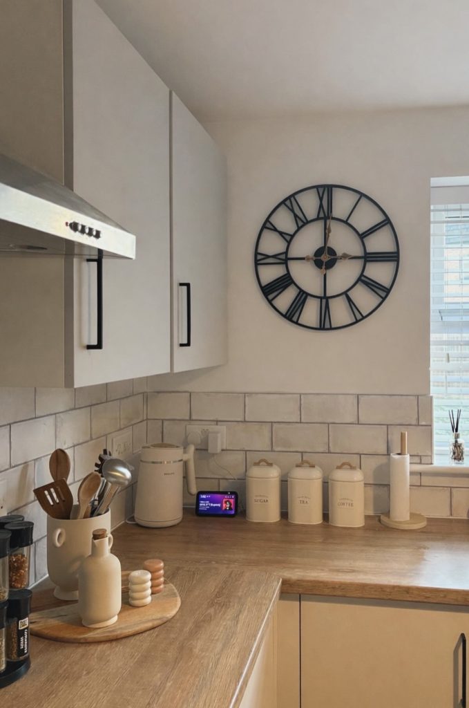 Statement clock in kitchen