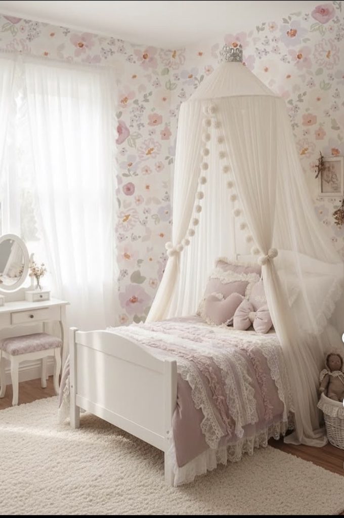 Canopy bedroom for kid girls 