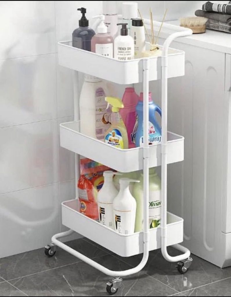 Rolling cart in a laundry room