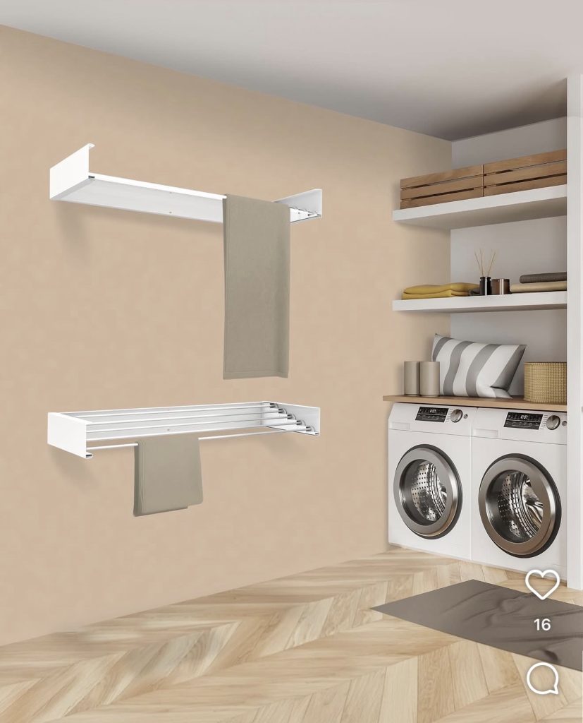 Removable hooks in laundry room