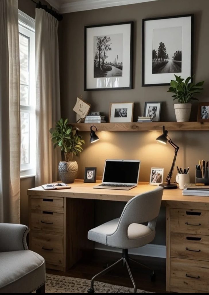 Greenery plants in a home office