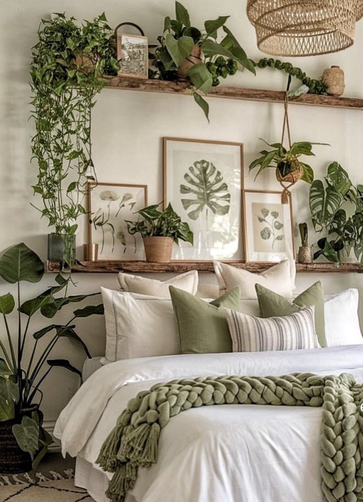 Greenery plants in a guest bedroom
