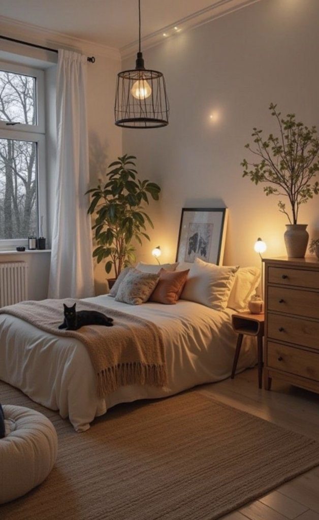 Small lamps in a bedroom