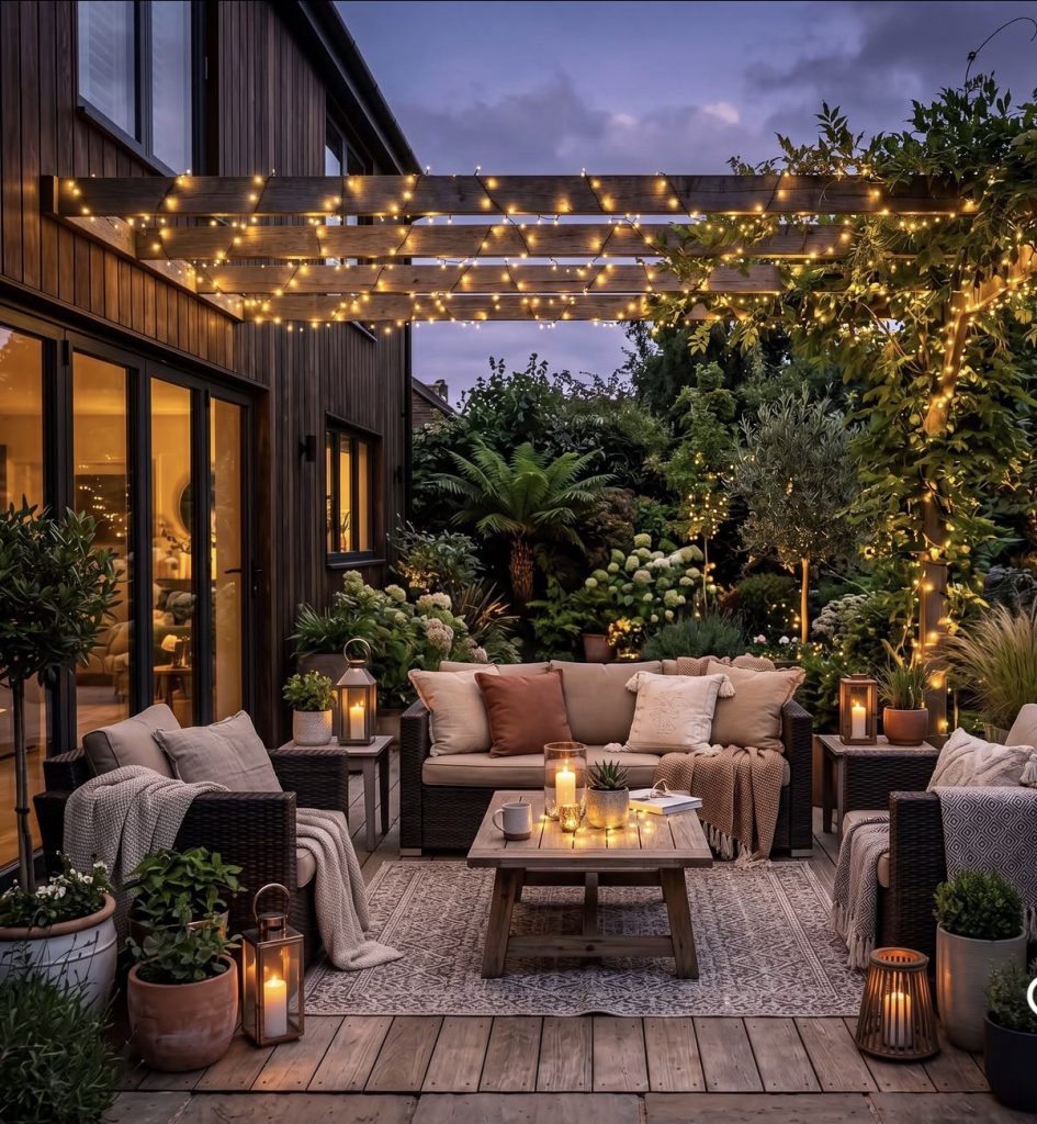 String lights in a patio 