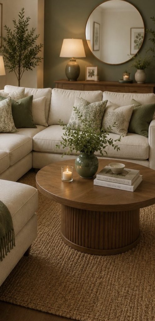Coffee table with green plants 