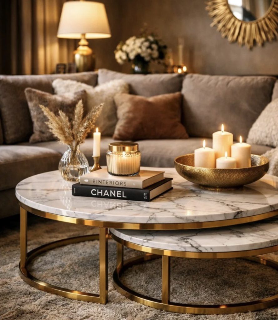 Coffee table with candles 