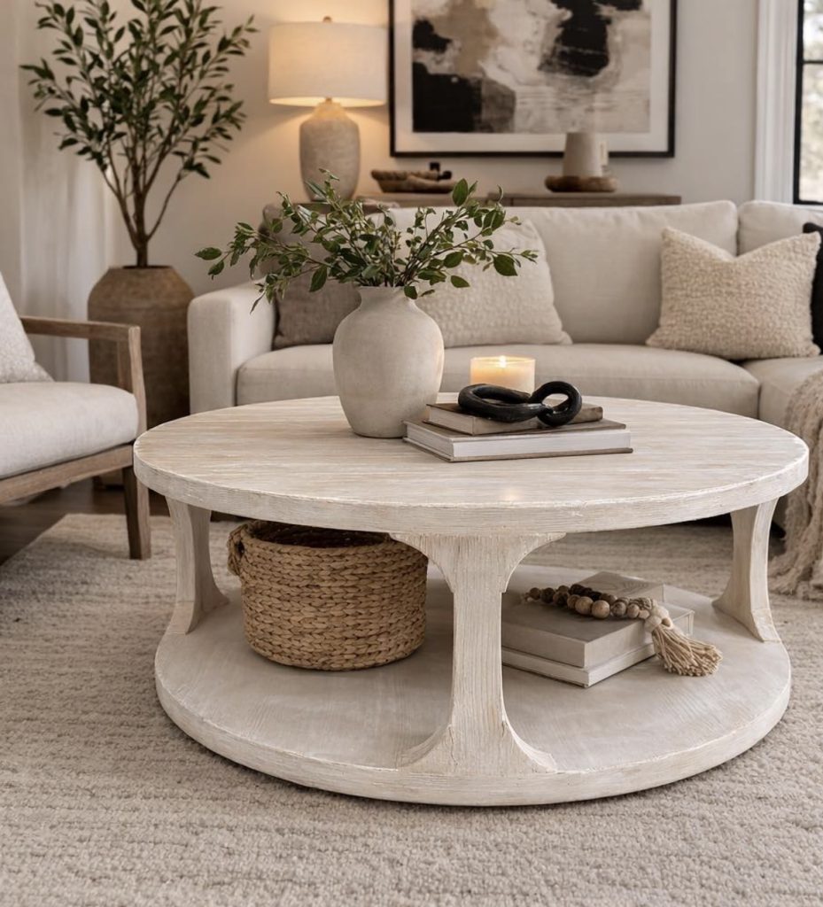 Coffee table with underneath basket