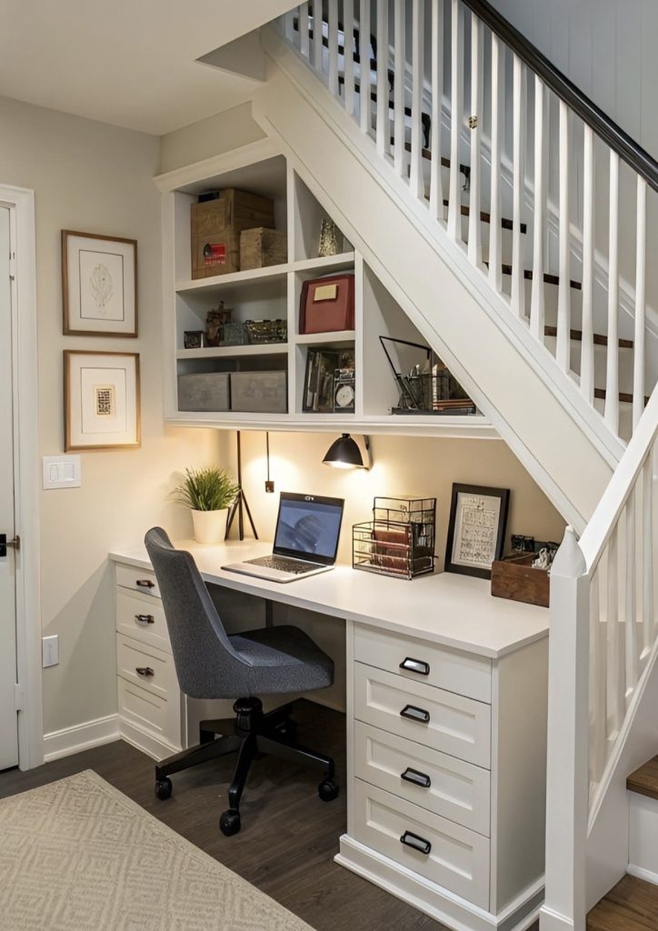 Work from home office under the stairs 