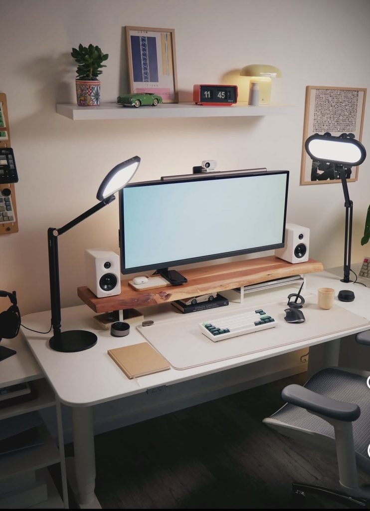 Table lamp in a home office 