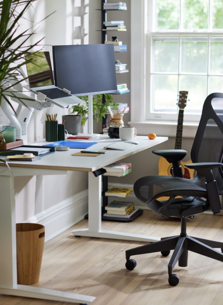 Home office desk with accessories 