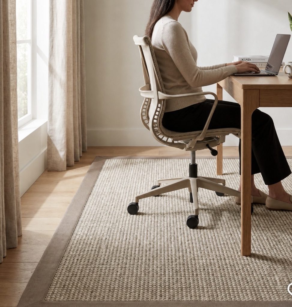 Rug in the floor of a home office 