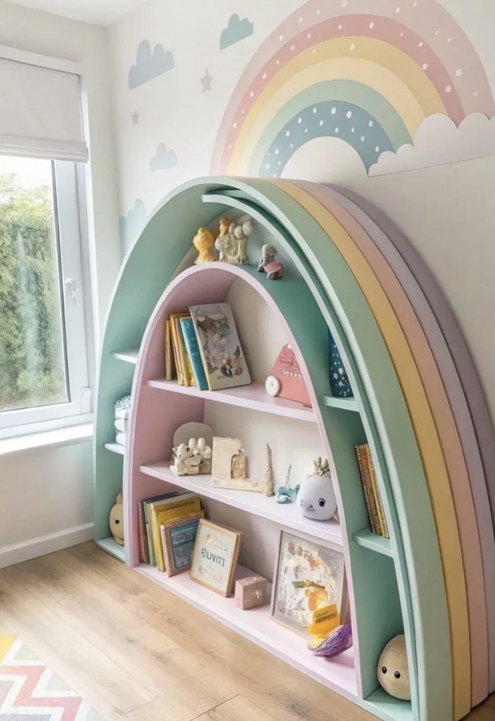 Book shelf in a nursery room