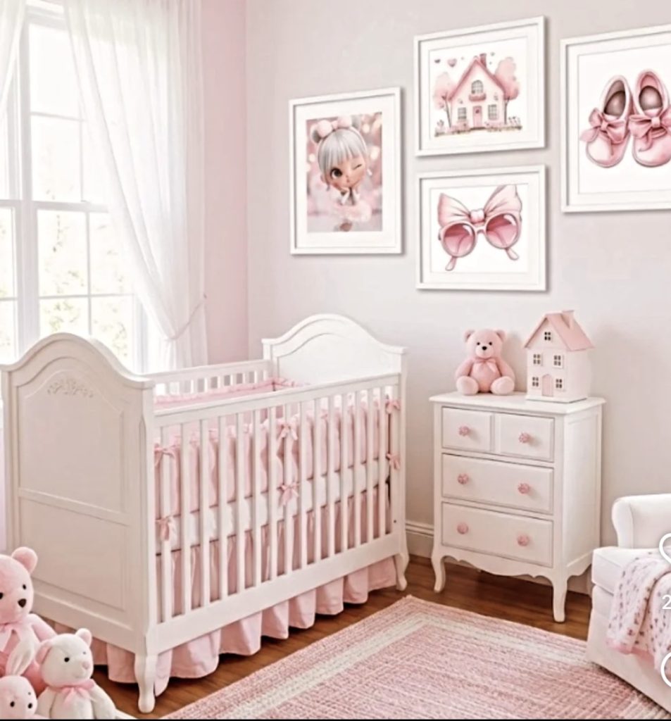 Gallery wall in a nursery room