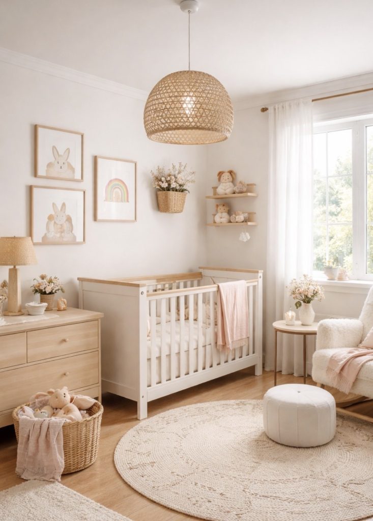 Nursery room with natural texture