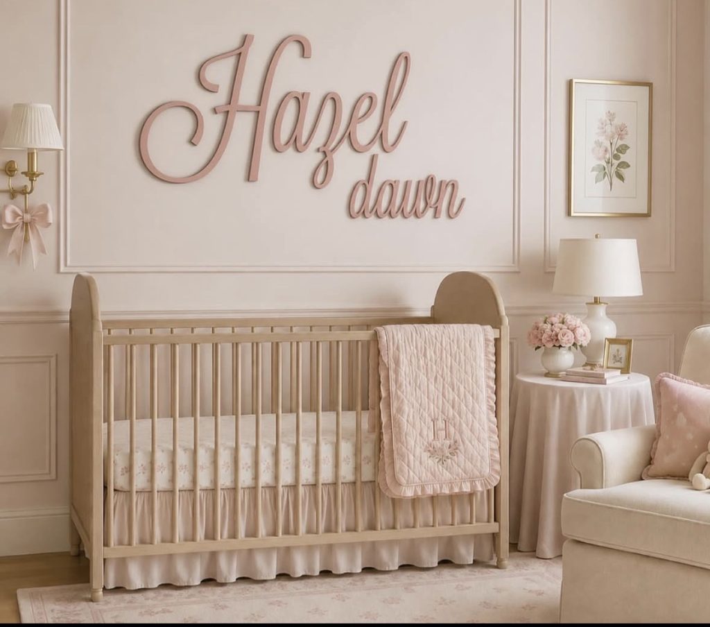 Name sign on a nursery bedroom