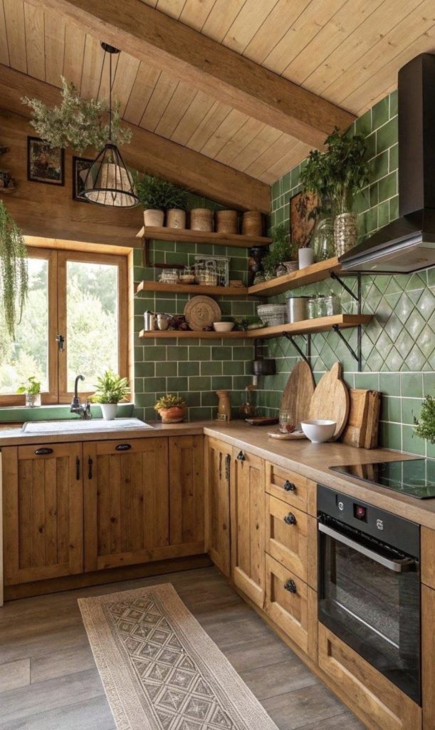 Western kitchen with open shelving 