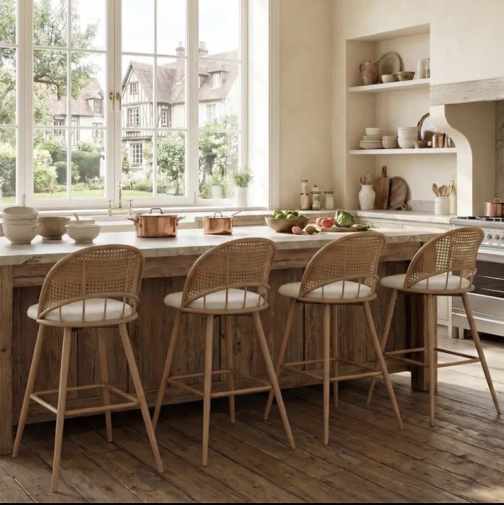 Wood and leather bar stool 