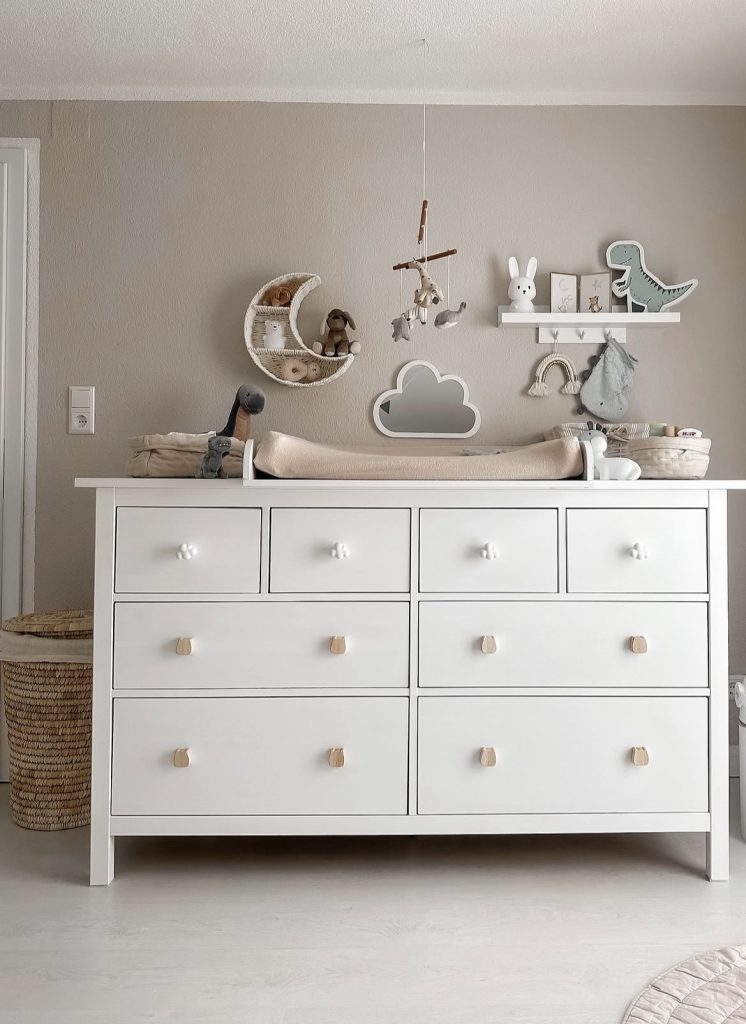 Vanity dresser in a baby boy bedroom 