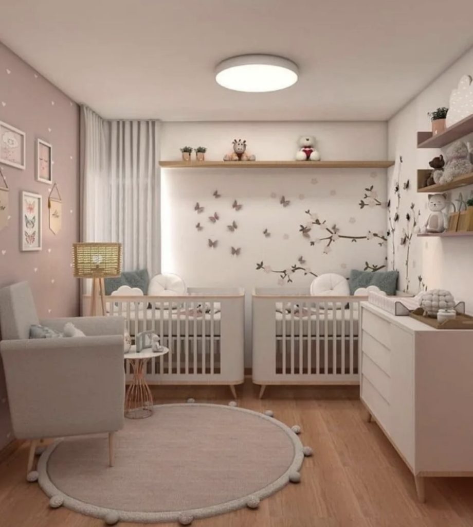 Nursery room for twins boy and girl 