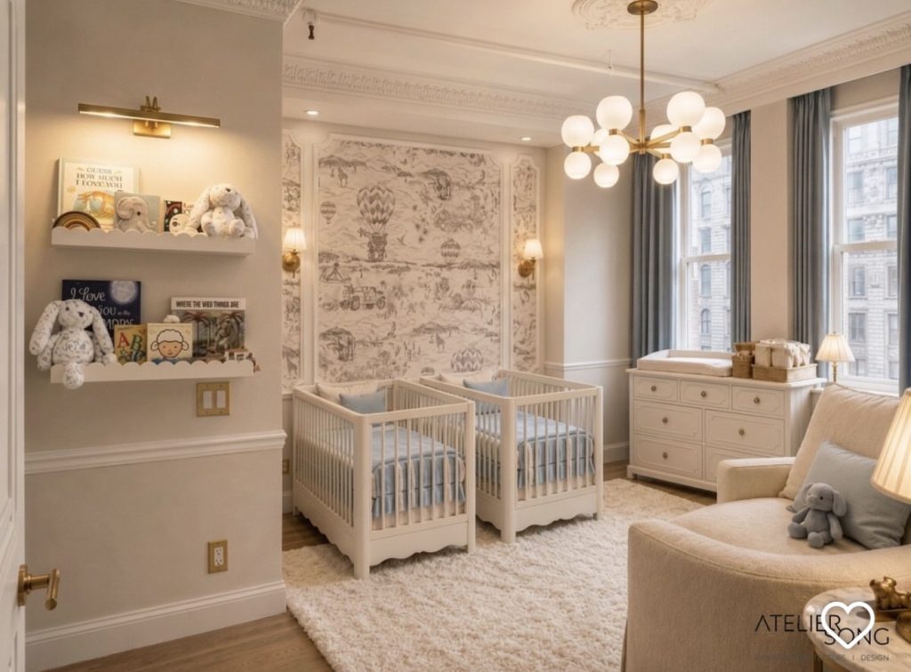 Nursery bedroom with a Symmetrical Layout 