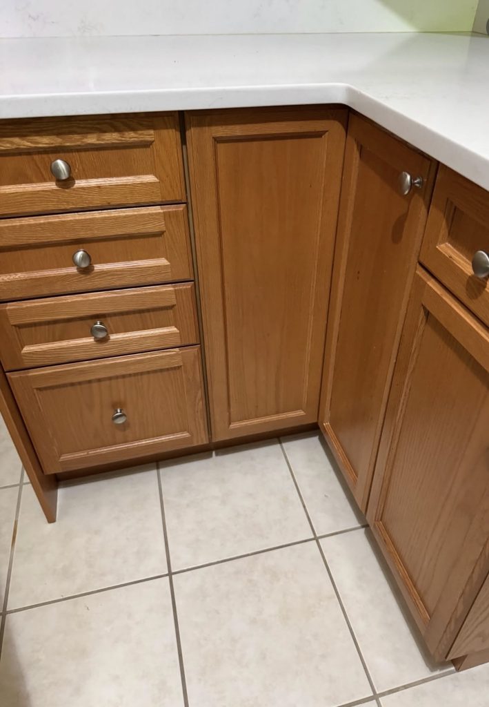 Refinished wood kitchen cabinets 