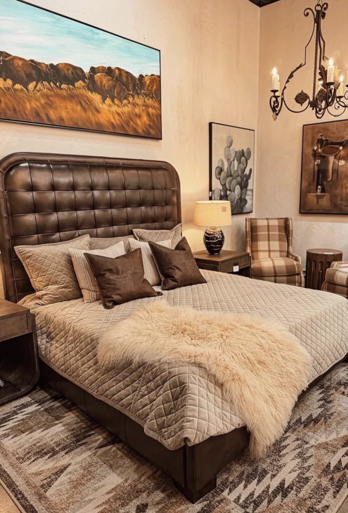 Western bedroom with wooden accents 