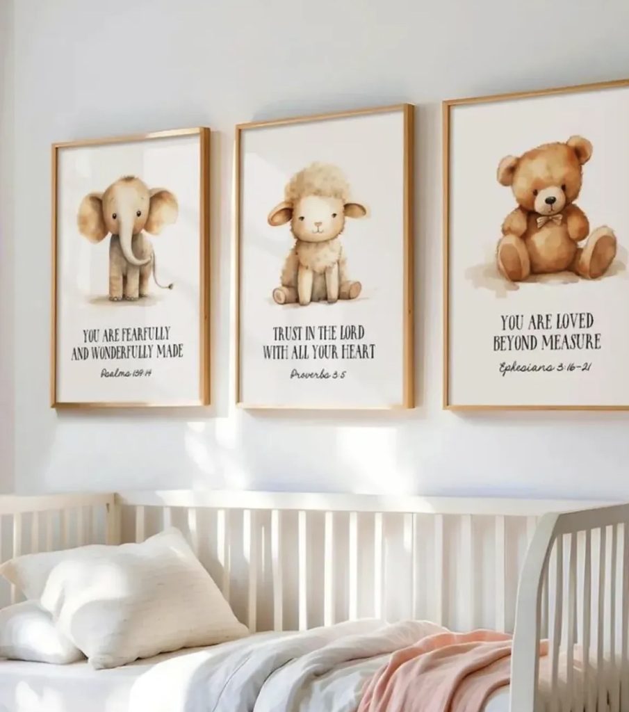 Wall art in a nursery room 