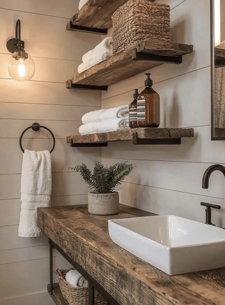 Faux wood in a western bathroom 