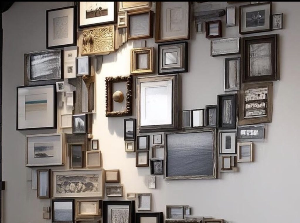 Wall gallery art with asymmetrical style 