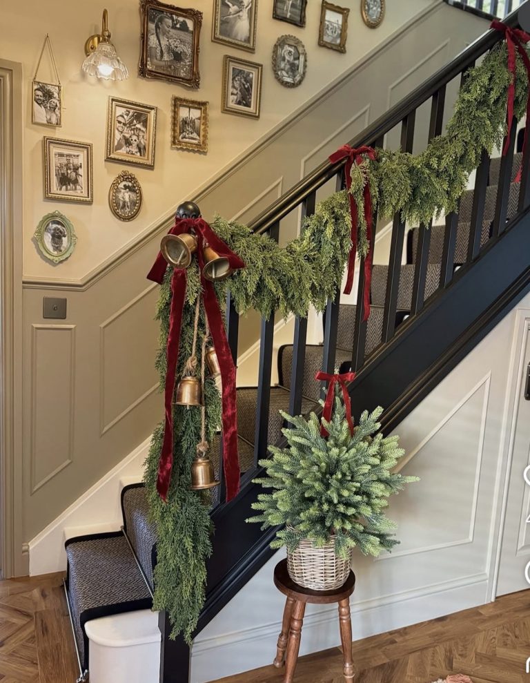 How To Decorate Staircase Railings For Christmas Like An Interior Designer