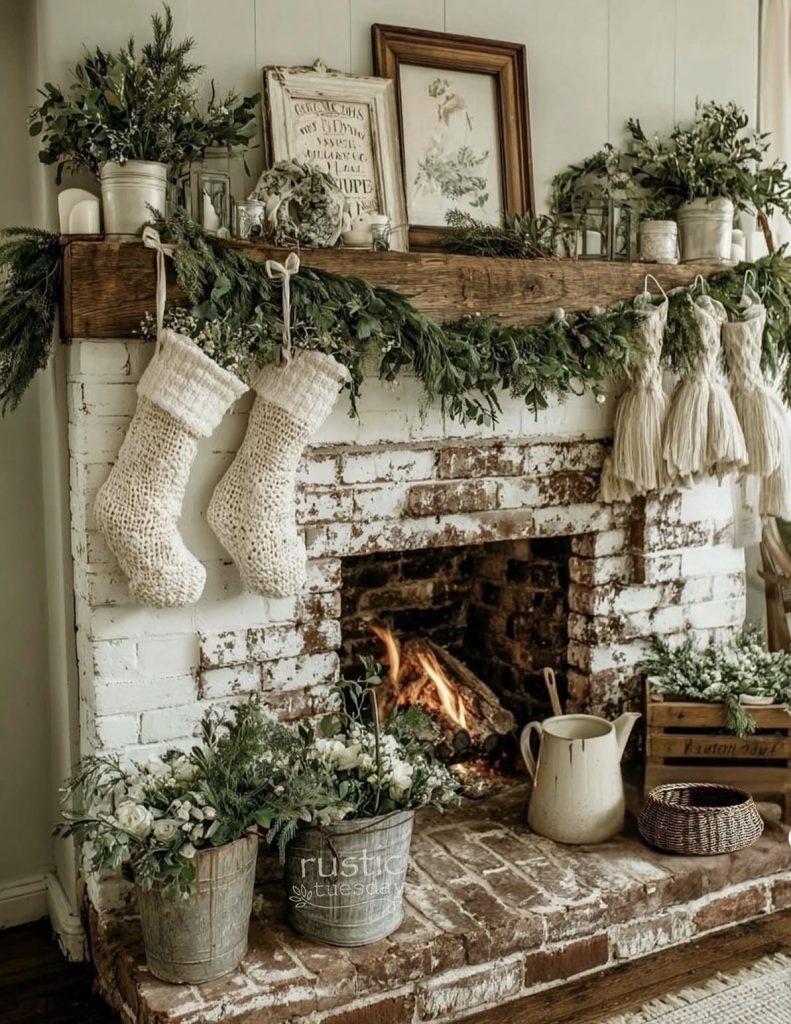 Rustic Christmas Mantel Decor Ideas 