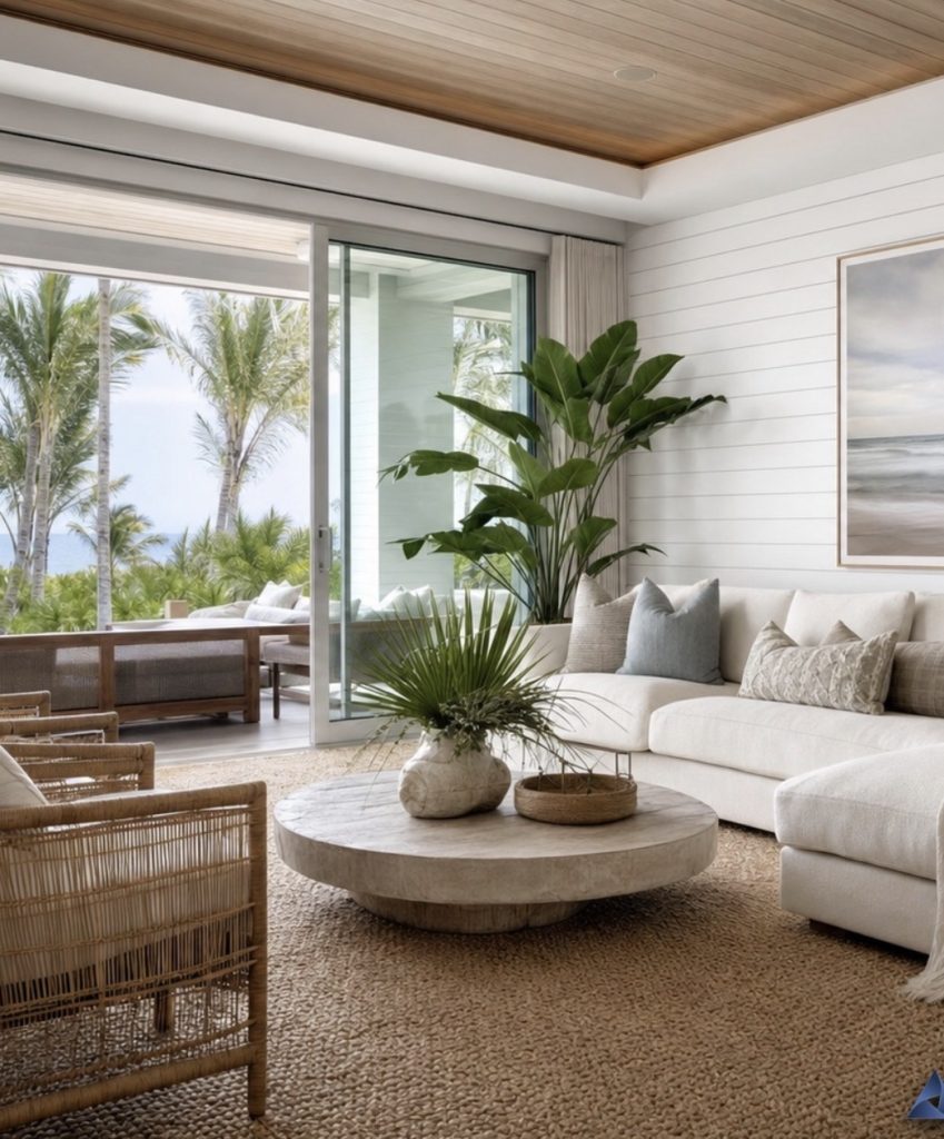 Neutral Coastal Grandmother Living Room