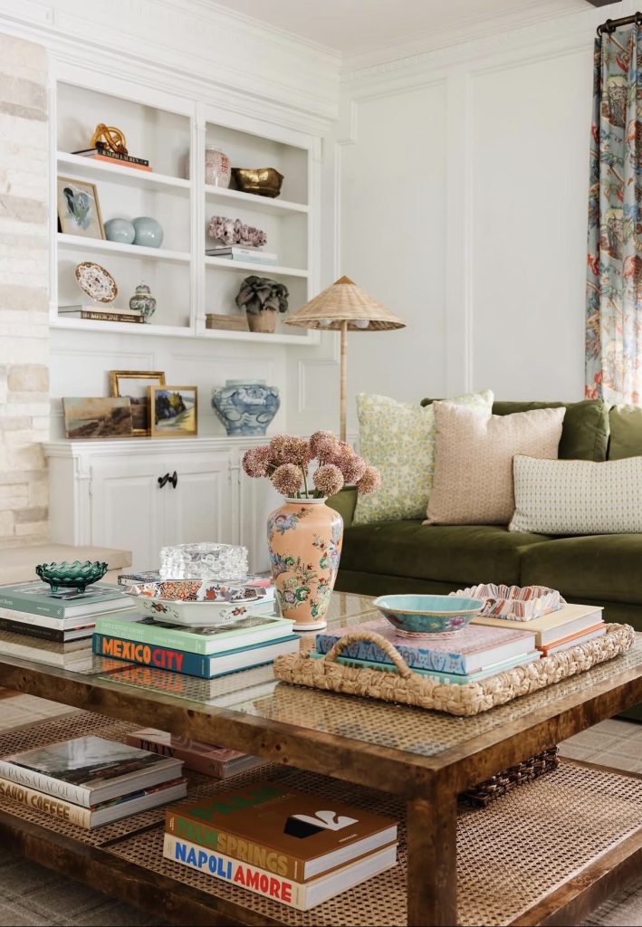 Coffee table with books