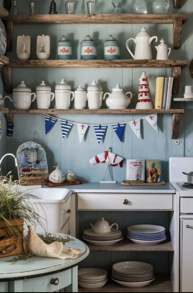 Open Shelving With Mismatched Dishes
